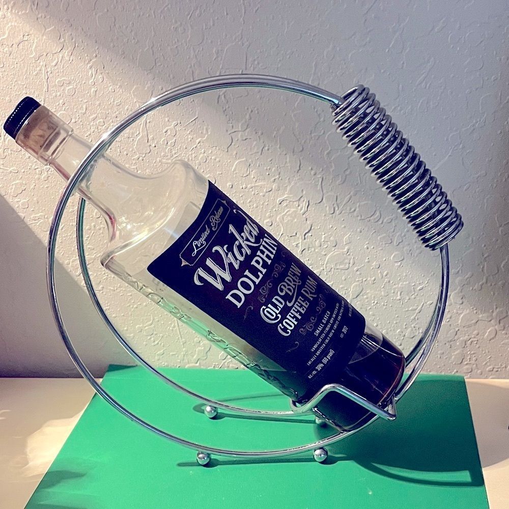 Mid Century Modern Bottle /Wine Holder - Silvertone